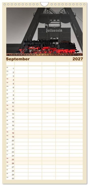Produktbild: Familienplaner 2027 - Dampflokomotiven in Spur N mit 5 Spalten (Wandkalender, 21 x 45 cm) CALVENDO