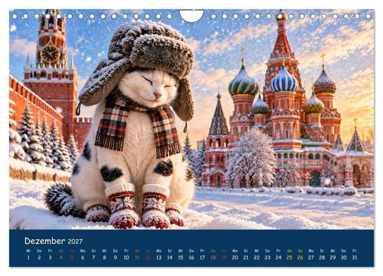 Produktbild: Eine Katze reist um die Welt (Wandkalender 2027 DIN A4 quer), CALVENDO Monatskalender
