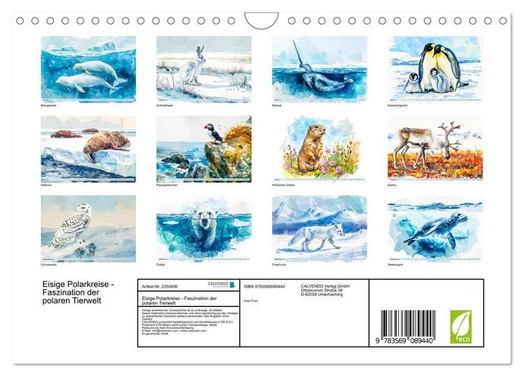 Produktbild: Eisige Polarkreise - Faszination der polaren Tierwelt (Wandkalender 2027 DIN A4 quer), CALVENDO Monatskalender