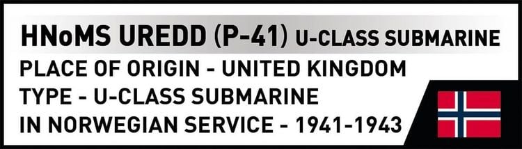 Produktbild: COBI Historical Collection 4861 - HNoMS Uredd (P-41) U-Class Submarine, WWII, Bausatz 1:300, 142 Klemmbausteine