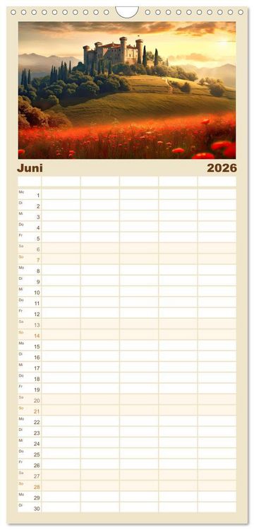 Produktbild: Familienplaner 2026 - Malerische Ritterburgen mit 5 Spalten (Wandkalender, 21 x 45 cm) CALVENDO