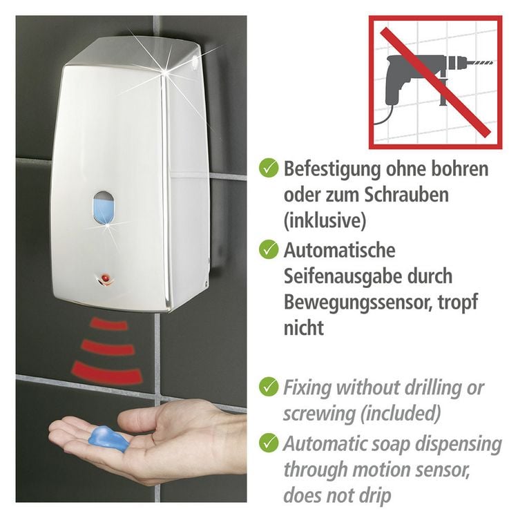 Produktbild: Infrarot Seifenspender Mod. Treviso Chrom 650 ml, automatischer Fl&uuml;ssigseifen-Spender, 650 ml