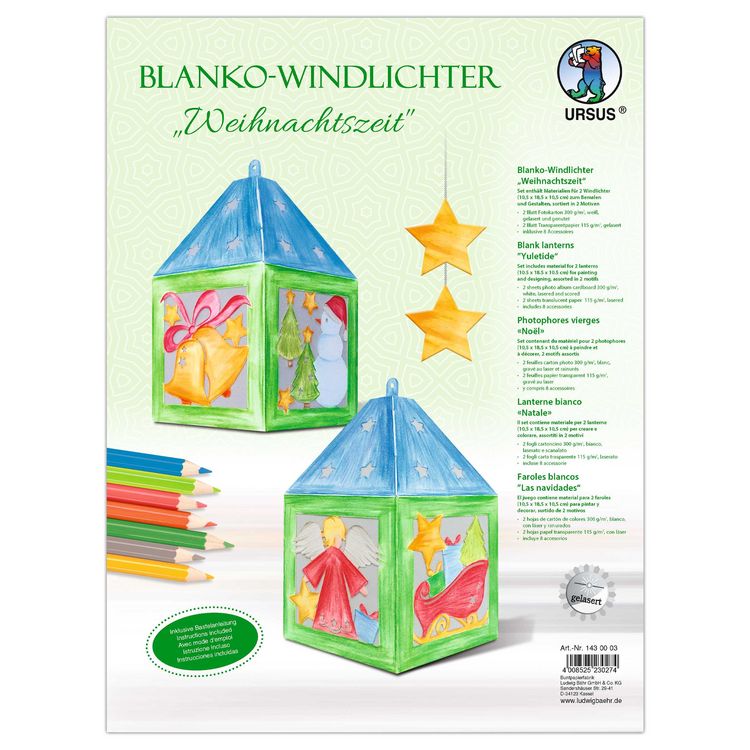 Produktbild: URSUS Dekorationsartikel Blanko-Windlichter, Weihnachtszeit