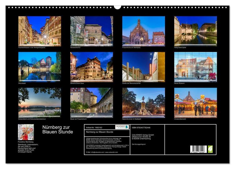 Produktbild: N&uuml;rnberg zur Blauen Stunde (Wandkalender 2026 DIN A2 quer), CALVENDO Monatskalender