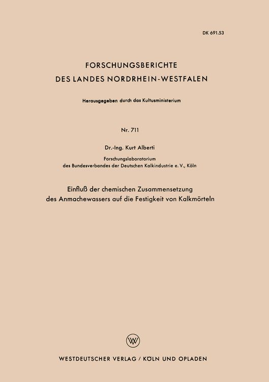 Produktbild: Einflu&szlig; der chemischen Zusammensetzung des Anmachewassers auf die Festigkeit von Kalkm&ouml;rteln