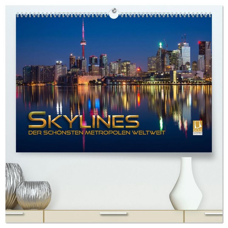 Produktbild: Skylines der sch&ouml;nsten Metropolen weltweit (hochwertiger Premium Wandkalender 2026 DIN A2 quer), Kunstdruck in Hochglanz