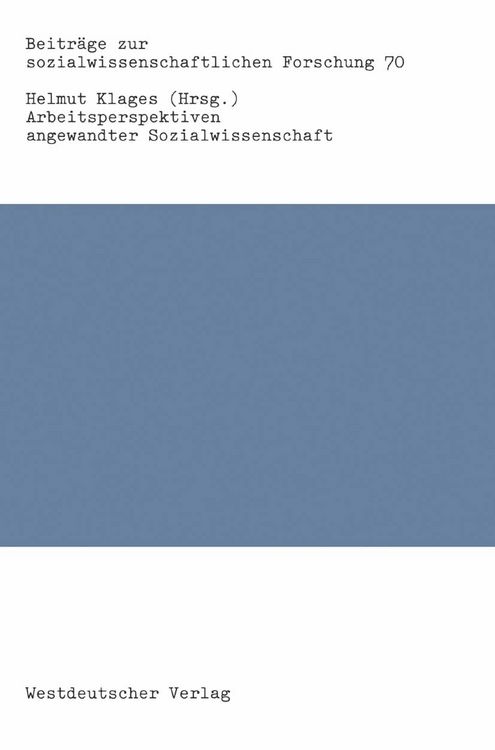 Produktbild: Arbeitsperspektiven angewandter Sozialwissenschaft