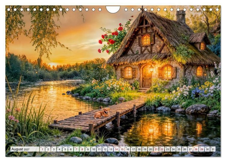 Produktbild: M&auml;rchenhafte Cottages - Waldzauber und versteckte Tiere entdecken! (Wandkalender 2027 DIN A4 quer), CALVENDO Monatskalender