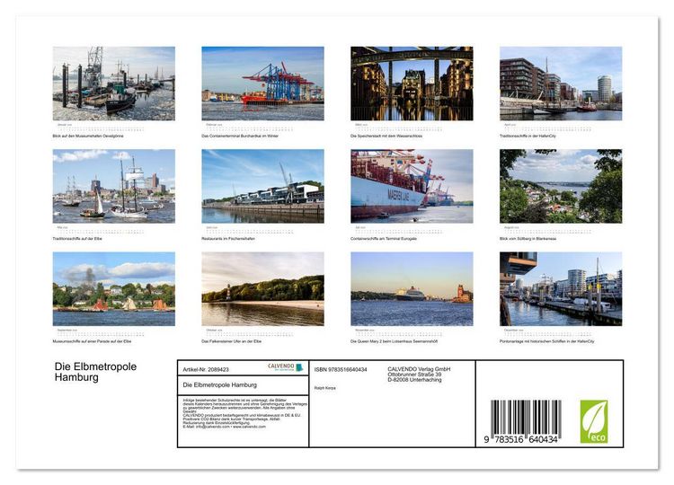 Produktbild: Die Elbmetropole Hamburg (Wandkalender 2026 DIN A4 quer), CALVENDO Monatskalender