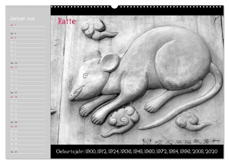 Produktbild: Das Chinesische Horoskop / Geburtstagskalender (hochwertiger Premium Wandkalender 2026 DIN A2 quer), Kunstdruck in Hochglanz