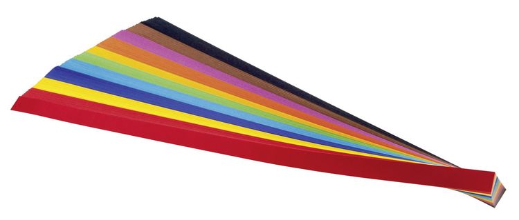 Produktbild: Folia Flechtstreifen 130g/m&sup2;, 50x1,5cm, 200 Streifen 10-farbig sortiert