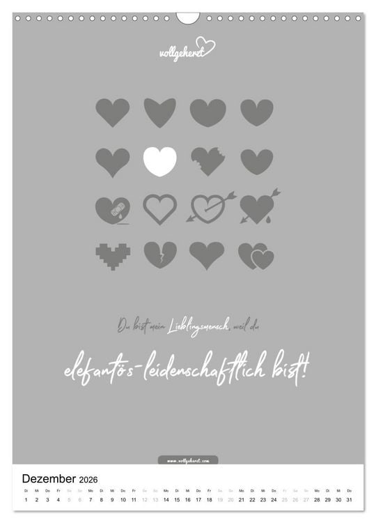 Produktbild: vollgeherzt: Lieblingsmensch-Kalender - Der Wandkalender als Geschenk f&uuml;r ganz besondere Menschen (Wandkalender 2026 DIN A3 hoch), CALVENDO Monatskalender