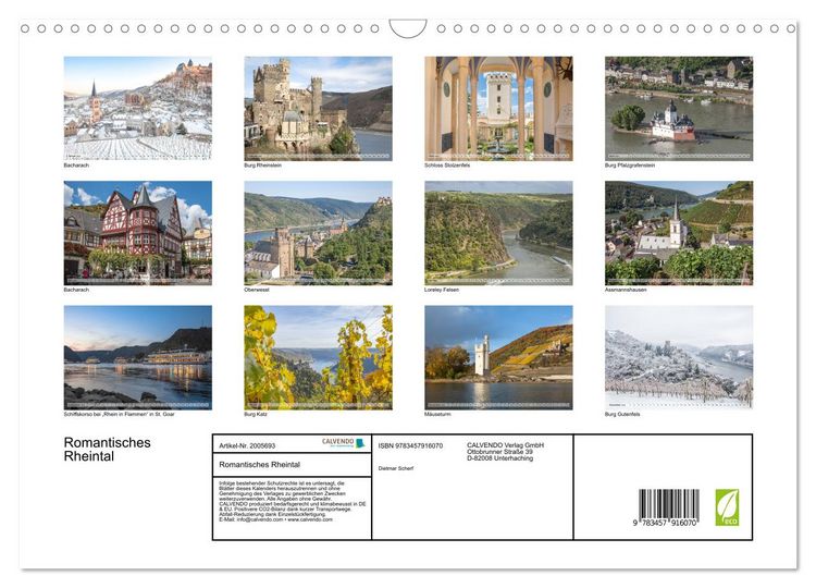 Produktbild: Romantisches Rheintal (Wandkalender 2026 DIN A3 quer), CALVENDO Monatskalender