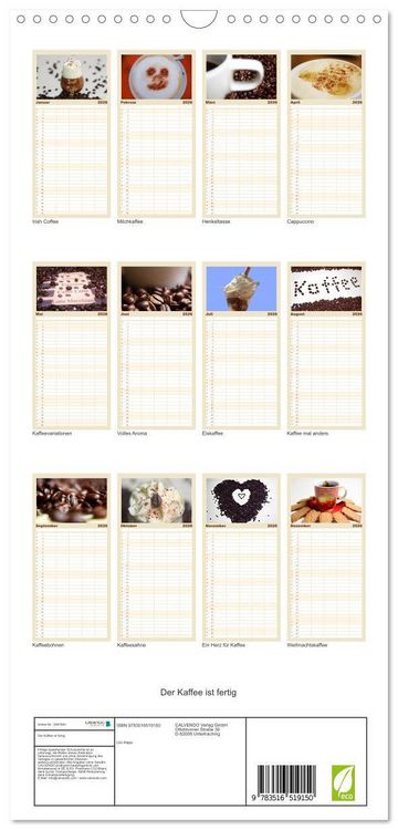 Produktbild: Familienplaner 2026 - Der Kaffee ist fertig mit 5 Spalten (Wandkalender, 21 x 45 cm) CALVENDO