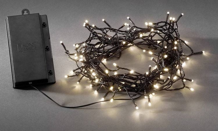 Produktbild: Konstsmide 3733-100 Lichterketten mit Batterien Au&szlig;en batteriebetrieben Anzahl Leuchtmittel 240 LED Warmwei&szlig; Beleuchtete L&auml;nge: 24 m