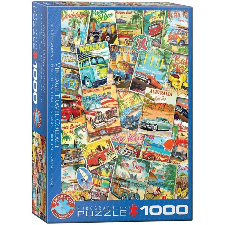 Produktbild: Puzzle 1000 Teile - Vintage Travel Collage