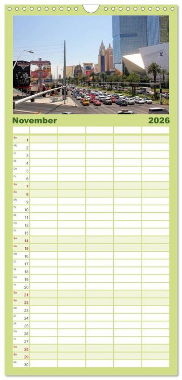 Produktbild: Familienplaner 2026 - Las Vegas - Nevada mit 5 Spalten (Wandkalender, 21 x 45 cm) CALVENDO