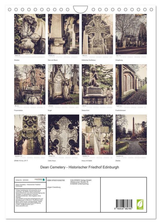 Produktbild: Dean Cemetery - Historischer Friedhof Edinburgh (Wandkalender 2026 DIN A4 hoch), CALVENDO Monatskalender