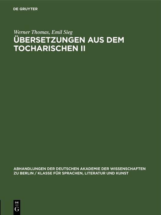Produktbild: &Uuml;bersetzungen aus dem Tocharischen II