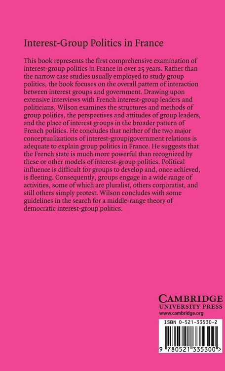 Produktbild: Interest-Group Politics in France