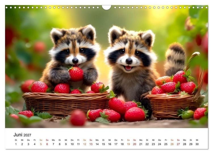 Produktbild: Waschb&auml;ren - Klein. Knuddelig. Herzerw&auml;rmend. (Wandkalender 2027 DIN A3 quer), CALVENDO Monatskalender