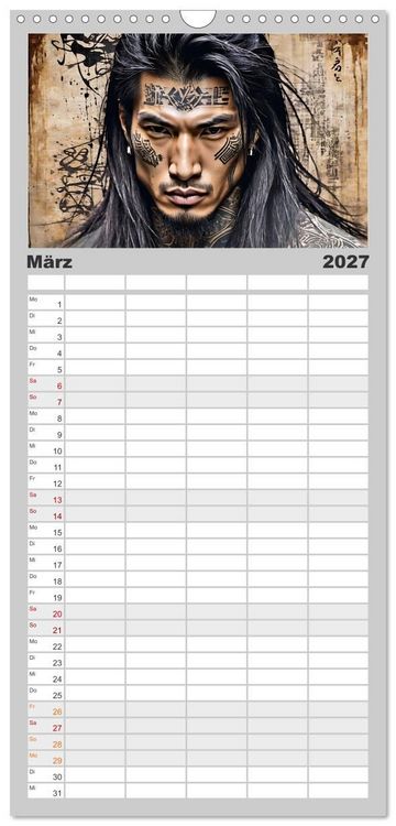 Produktbild: Familienplaner 2027 - Samurai - Asian Spirit mit 5 Spalten (Wandkalender, 21 x 45 cm) CALVENDO