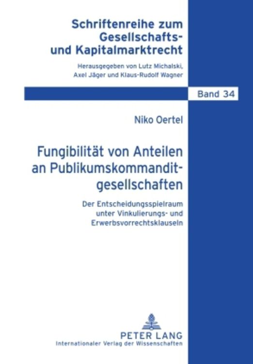 Produktbild: Fungibilitaet von Anteilen an Publikumskommanditgesellschaften