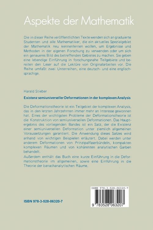 Produktbild: Existenz semiuniverseller Deformationen in der komplexen Analysis