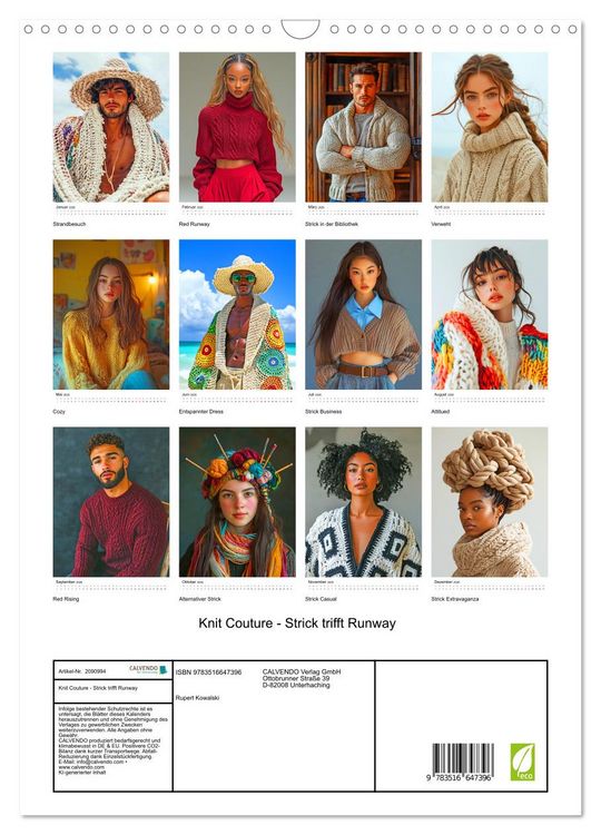 Produktbild: Knit Couture - Strick trifft Runway (Wandkalender 2026 DIN A3 hoch), CALVENDO Monatskalender