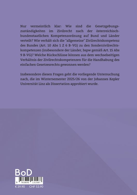 Produktbild: Zivilrecht und Kompetenzverteilung