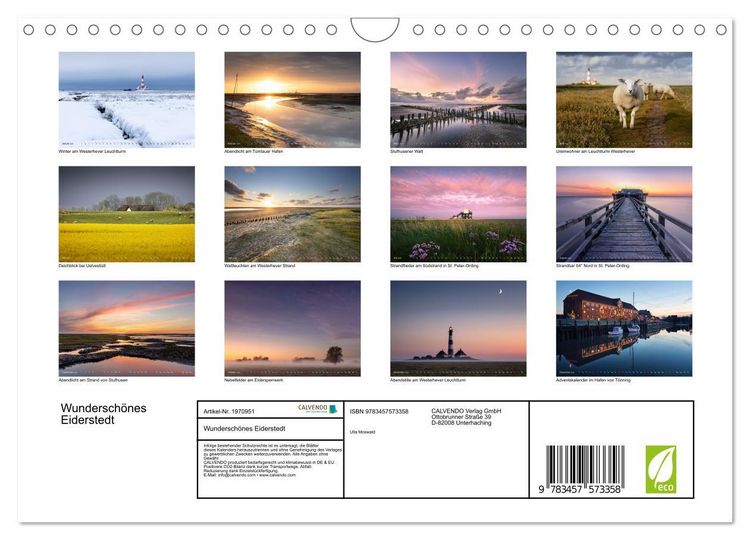 Produktbild: Wundersch&ouml;nes Eiderstedt (Wandkalender 2026 DIN A4 quer), CALVENDO Monatskalender