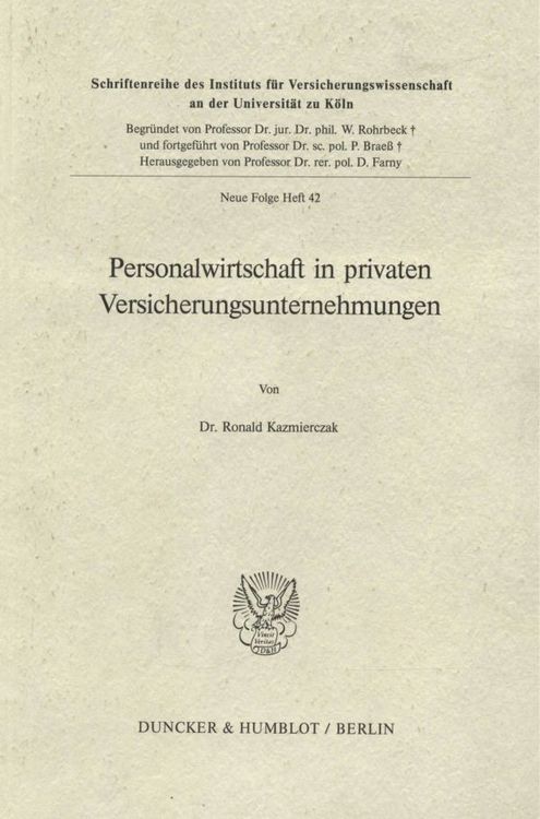 Produktbild: Personalwirtschaft in privaten Versicherungsunternehmungen.