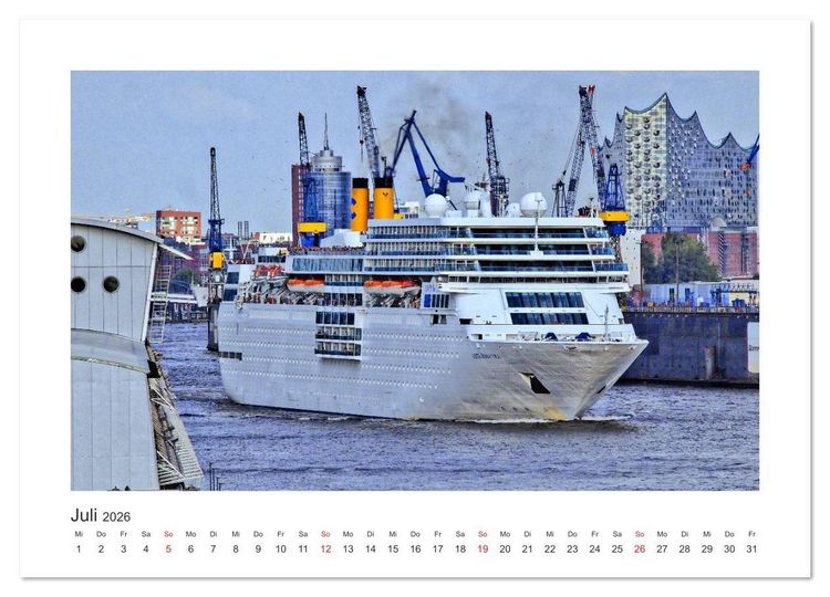 Produktbild: Kreuzfahrtschiffe Kurs Hamburg 2026 (Wandkalender 2026 DIN A3 quer), CALVENDO Monatskalender