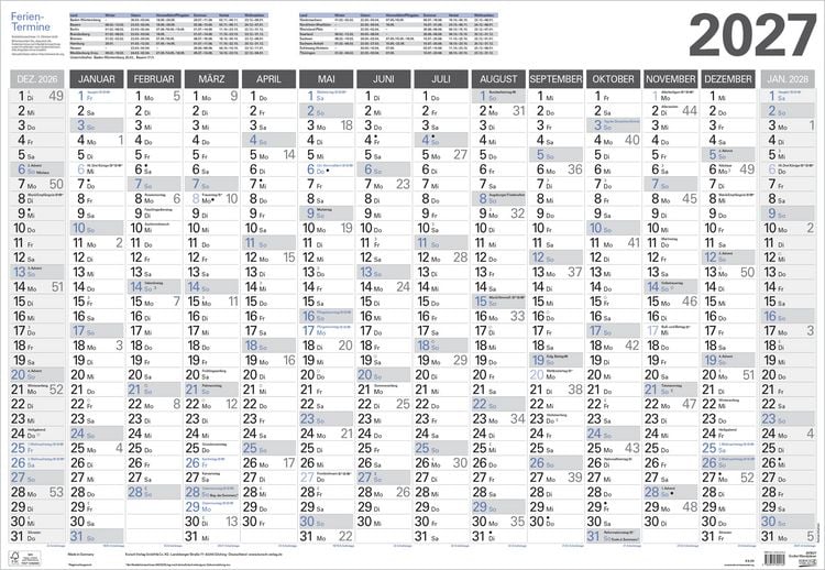 Produktbild: Gro&szlig;er Wandtimer 2027