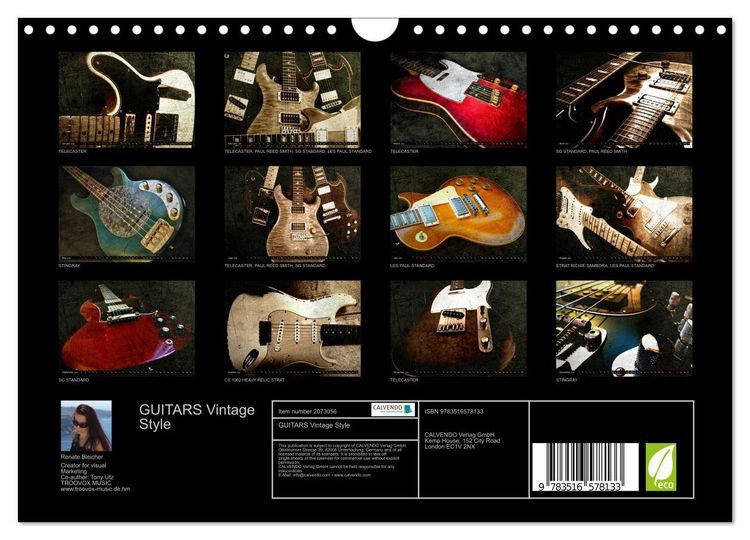 Produktbild: GUITARS Vintage Style (Wall Calendar 2026 DIN A4 landscape), CALVENDO 12 Month Wall Calendar