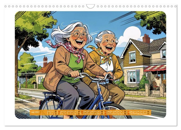 Produktbild: Charmante Rentner im Comic-Stil (Wandkalender 2027 DIN A3 quer), CALVENDO Monatskalender