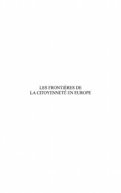 Produktbild: Les Frontieres De La Citoyennete En Europe