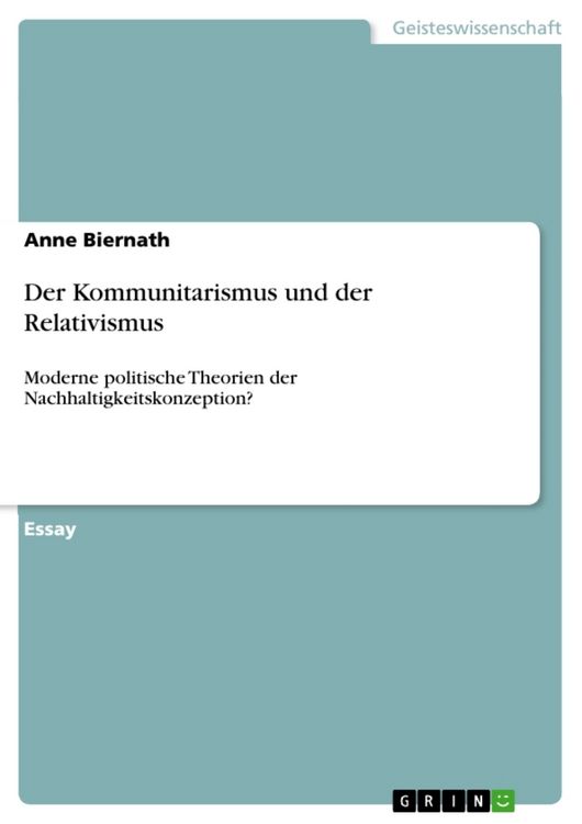Produktbild: Der Kommunitarismus und der Relativismus