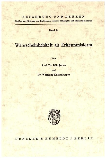 Produktbild: Wahrscheinlichkeit als Erkenntnisform.