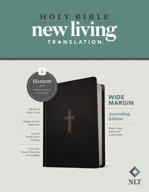 Produktbild: NLT Wide Margin Bible, Filament Enabled (Hardcover Leatherlike, Black Cross, Red Letter)