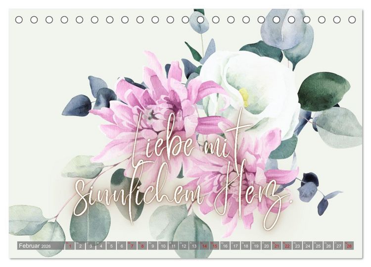 Produktbild: Flower Romance - Romantischer Bl&uuml;tenzauber (Tischkalender 2026 DIN A5 quer), CALVENDO Monatskalender