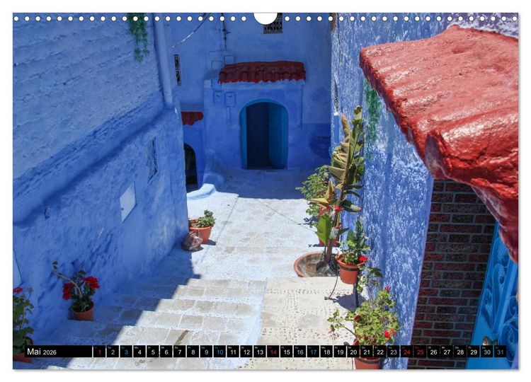Produktbild: Chefchaouen - Sinfonie in Blau und Wei&szlig; (Wandkalender 2026 DIN A3 quer), CALVENDO Monatskalender