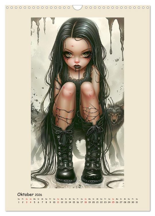 Produktbild: Gothic-Girls. Bizzare Comic-Art (Wandkalender 2026 DIN A3 hoch), CALVENDO Monatskalender