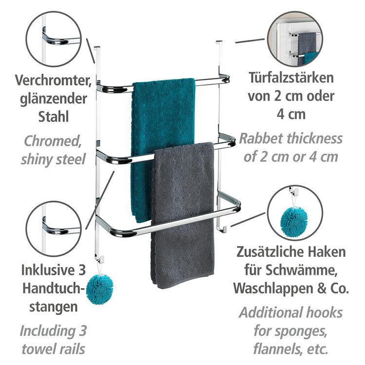 Produktbild: Handtuchhalter Mod. Irpinia Chrom, mit 3 Handtuchstangen