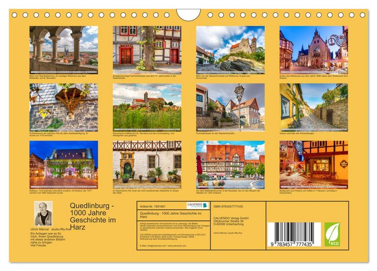 Produktbild: Quedlinburg - 1000 Jahre Geschichte im Harz (Wandkalender 2026 DIN A4 quer), CALVENDO Monatskalender