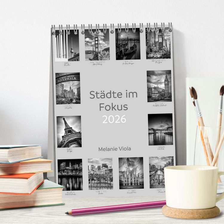 Produktbild: St&auml;dte im Fokus (Tischkalender 2026 DIN A5 hoch), CALVENDO Monatskalender