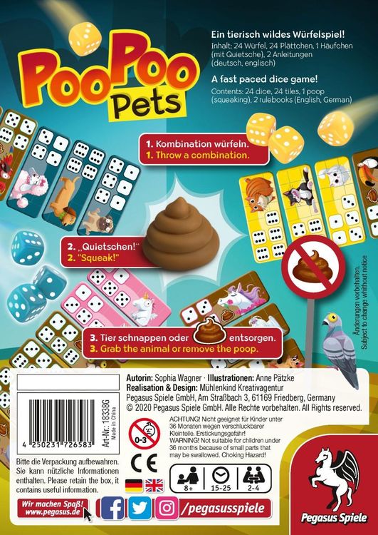 Produktbild: Pegasus 18338G - Poo Poo Pets, Geschicklichkeitsspiel