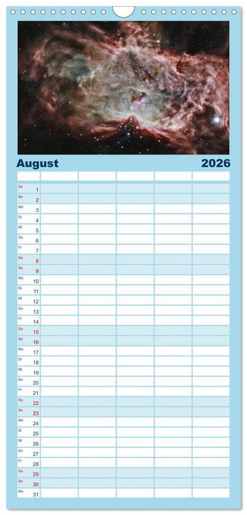 Produktbild: Familienplaner 2026 - Der Weltraum. Gasnebel und Galaxien mit 5 Spalten (Wandkalender, 21 x 45 cm) CALVENDO