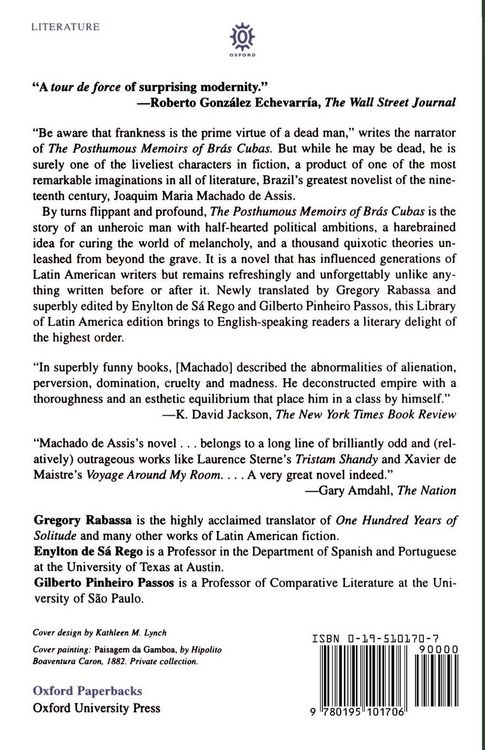 Produktbild: The Posthumous Memoirs of Bras Cubas