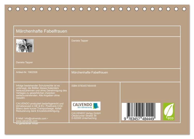Produktbild: M&auml;rchenhafte Fabelfrauen (Tischkalender 2026 DIN A5 quer), CALVENDO Monatskalender